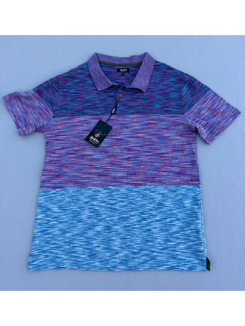 Lansky Bros Memphis Polo Shirt Mens XXL NWT Blue Purple 100% Cotton